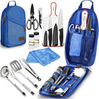 Wealers Camp Kitchen Cooking Utensil Set Travel Organizer Grill Accessories Portable Compact Gear for Backpacking BBQ Camping Hiking Travel Cookware Kit Water Resistant Case