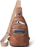 LATMAP Sling Bag For Women Faux Leather Small Casual Daypack Backpack Fanny Pack Crossbody Chest Bags Purse