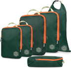 Compression Packing Cubes for Travel, 6-Piece Lightweight Packing Cubes Set for Carry-On Luggage & Backpacks – TRIPPED Travel Gear (Green and Orange)