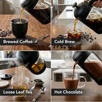 OVENTE French Press Coffee Maker 20 Ounce with Heat Resistant Borosilicate Glass & Stainless Steel 4-Level Filtration System, Portable Cold Brew Coffee Maker for Travel, Camping or Gift, Black FPB20B
