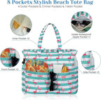 Trifabricy Beach Bags for Women Waterproof Sandproof Women Tote Bag, Large Beach Bag with Zipper for Gym Travel Vocation