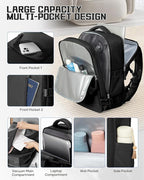 WONHOX Vacuum Seal Backpack for Travel with Air Pump Compression Vacpack Carry on Flight Approved Daypack Laptop Space Saver Bags Storage with Vacuum System 18x14x8 inches Travel Bag Women Men Black