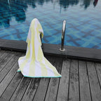 HENBAY Cotton Oversized Beach Towel - Large 70 x 35 Inch Pool Towel, Yellow Striped Quick Dry Swimming Cabana Towel
