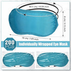 Tarpop 200 Pcs Eye Mask Sleeping Blindfold Eye Cover with Adjustable Strap for Games Party Team Building Travel Individually Wrapped Sleep Mask for Women Men (Lake Blue)