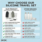 Dot&Dot Leak Proof Travel Bottles - Tubes for Liquid TSA Approved 3oz 15 pc Silicone Toiletries Travel Shampoo & Conditioner Containers with Labels