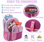 VASCHY Kids Backpack Lunch Bag Set, 2-1 School Bookbag Insulated Lunch Box for Toddlers,Preschool,Daycare,Kindergarten,Elementary School Pink