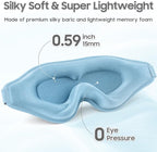 Sleep Mask - Total Blackout 3D Sleeping Mask, Super Lightweight & Silky Soft Eye Mask for Sleeping, Fully Adjustable Fit for Home, Traveling, Meditation, Yoga, Light Blue, Mothers Day Gifts