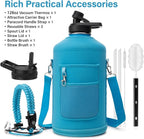 DYSANKY 1 Gallon Water Bottle Insulated | Thickened Stainless Steel Vacuum Metal Water Jug | Portable Sports Large for Gym and Hiking with Straw, Carrier Bag, Handle Strap | BPA-Free 128 oz