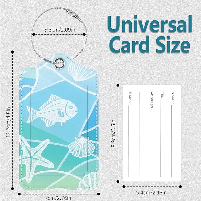 Luggage Tags for Suitcases, 2 Pack Cute PU Leather Luggage Tag TSA Approved with Stainless Steel Loop and Address Card Baggage Tag for Travel&Cruise Ships&Shipping Eco-Friendly Oceans, by Chelmon