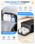 coofay Black Travel Backpack Carry on Flight Approved Mochila De Viaje Personal Item Backpack for Airlines Frontier Airlines Personal Item Bag Large Backpack for Travel Backpacks for Men Women