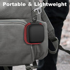 Square Earbud Case Portable EVA Carrying Case Storage Bag Cell Phone Accessories Organizer with Carabiner for Earphone, Earbud, Earpieces, SD Memory Card, Camera Chips, Tech Pouch, Red