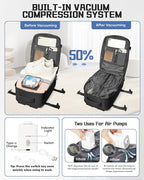 WONHOX Vacuum Seal Backpack for Travel with Air Pump Compression Vacpack Carry on Flight Approved Daypack Laptop Space Saver Bags Storage with Vacuum System 18x14x8 inches Travel Bag Women Men Black
