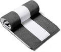 CLOWOOD Plush Oversized Beach Towel - Cotton 40 x 70 Inch Large Thick Black Striped Cabana Pool Swimming Towel