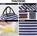 douyadady Lunch Bag Women/Men Lunch Box Women/Men (Dark blue+White Stripes)