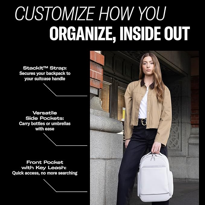 Samsonite Paralux Everyday Backpack - Laptop & Tablet Backpack with 5 Compartments, Removable TecKit™ Pouch, Microsuede Trim, Water Bottle Pockets - Work, Commute & Travel Bag - Stone Grey