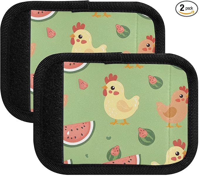Chicken Watermelon Luggage Handle Wrap for Suitcase Luggage Tags Handle Covers Identifiers Soft Decorations Travel Accessories 2 Pack