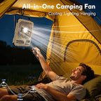 Portable Fan, Camping Fan, 20000mAh 6-Inch 18-85H Rechargeable Ultra Thin Foldable with Built-in Power Bank, LED Light, Remote Control, Hook for Outdoor Camping Tent RV Travel (Khaki)