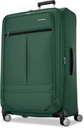 Samsonite Soft-Sided 29-Inch Lightweight Large Checked Expandable Element Suitcase: Durable, 360° Spinner Wheels, Adjustable Telescopic Handle, 2 Front & 1 Side Pocket- Deep Green