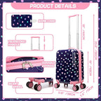 Kid’s Luggage Set 5 Piece Suitcase Set 16’’ Hardside Luggage with Spinner Wheels Girls Carry on Toddler Travel Rolling Suitcase Carry on Luggage Airline Approved