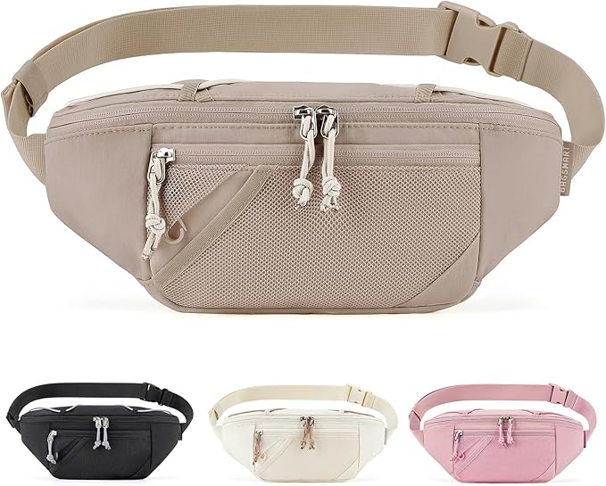 BAGSMART Large Capacity Fanny Packs for Women, Adjustable Fashion Waist Packs with Multiple Pockets, Durable Belt Bag for Traveling Workout Hiking, Camel