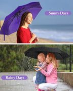Yahenda 4 Pack Windproof Travel Umbrella Automatic Open & Close Folding Umbrellas for Rain Portable Umbrella Set for Men Women Backpack & Car Essentials