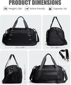 Small Gym Bag for Men, Travel Duffle Bag with Shoe Compartment, 16L Carry On Weekender Duffel Bag for Sports, Workout and Travel, Black