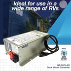 WFCO Genuine WF-9875-AD-CB RV Converter/Charger Deckmount 75Amp DC Output with Patented Auto Detect™ Technology Lead Acid Lithium Multi-Stage Charging