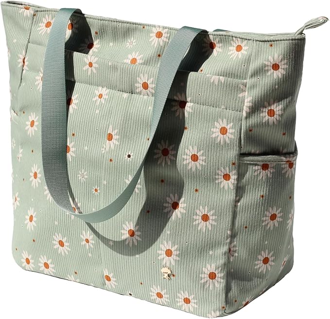 ESVAN Original Floral Tote Bag Large Shoulder Bag with Multi Pockets for Gym Travel Beach Daily Bags