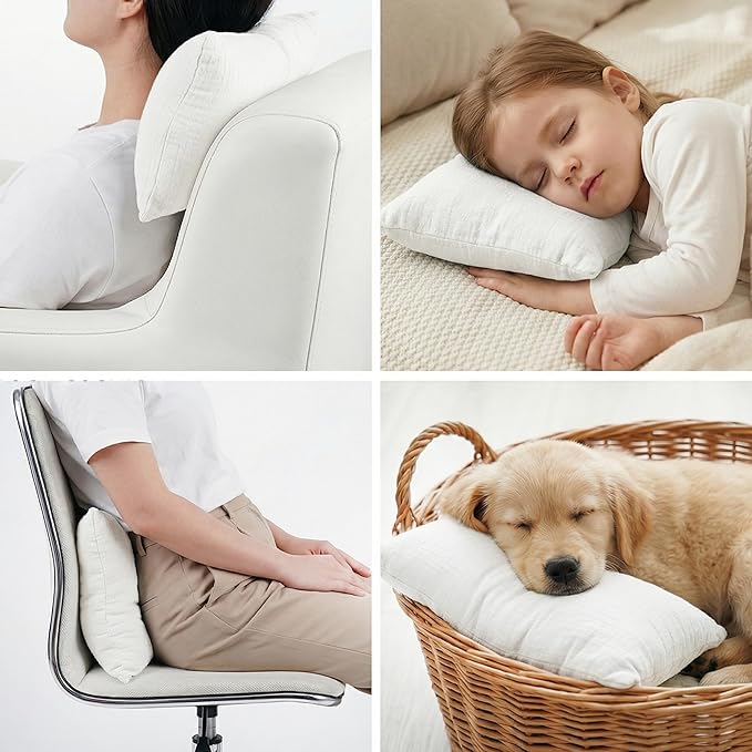 Marrywindix Tiny Pillow 2 Pack Small Pillow 9.5 x 5.5 in Travel Pillows Soft Pet Pillows for Camping Travel Sleeping Bed Sofa Neck Knee Wrist Support(White)