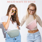 Amylove 9 Pieces Fanny Packs Nylon Waist Bag Zipper Travel Running Bag with Adjustable Strap for Women Men(Plush,Light Color)
