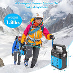 Portable Power Station,Solar Generator with Panels included,LiFePO4 Battery Pack Small Solar Powered Generator with DC/USB Outlets,LED Flashlight for Home Use,Outdoor Camping Quiet(Blue)