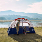 CAMPROS CP Upgraded 6/8 Person Camping Tents, Waterproof Windproof Family Tent with Larger Mesh Windows & Door, Double Layer, Easy Set Up, All-Season Dome Tent with Top Rainfly & Carry Bag