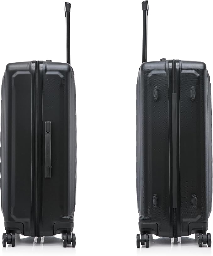 US ARMY FOX 3 Pcs Set Hardshell Luggage with Spinner Wheels | 20, 24, 28 inch Lightweight Travel Suitcase, Chevron Icon, Gel Handle, Retractable Trolley, Side Studs | Black