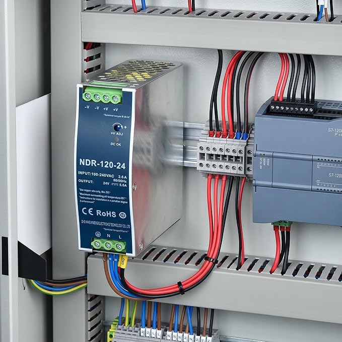24VDC Power Supply NDR 120W DIN Rail Power Supply Switch Switching Converter DC (Input 100-240VAC Output 24VDC 50/60HZ 24V 5A 2 PCS)