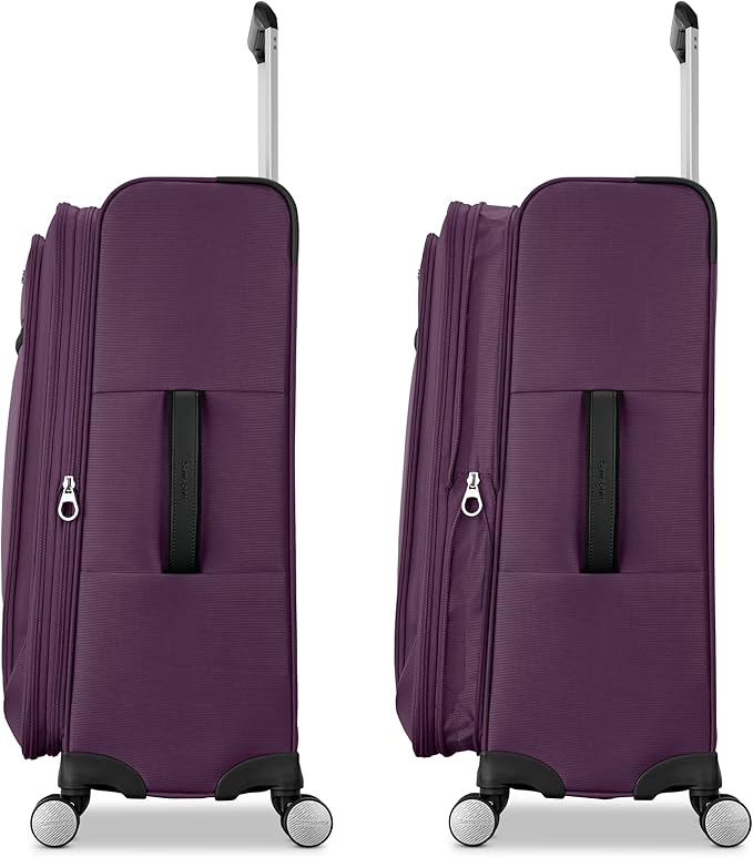 Samsonite Carry-On Soft-Sided Expandable 21-Inch Element Suitcase: Airline Approved for Most Major Airlines, Durable, 360° Spinner Wheels, Adjustable Handle, 2 Front & Side Pocket- Purple