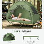 Outsunny Camping Tent Cot, Single Person Folding Cot Combo, Off-Ground Tent, Covered Outdoor Bed with Carry Bag for Hiking, Camping