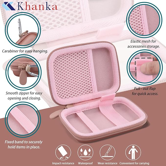 khanka for Anker Nano Power Bank Ultra-Slim 5,000Mah & Maggo Power Bank 10K Case,Compatible with Anker A1667/A1665/A1664 Slim Magnetic Charger,Protective Carrying Case Only (Pink)