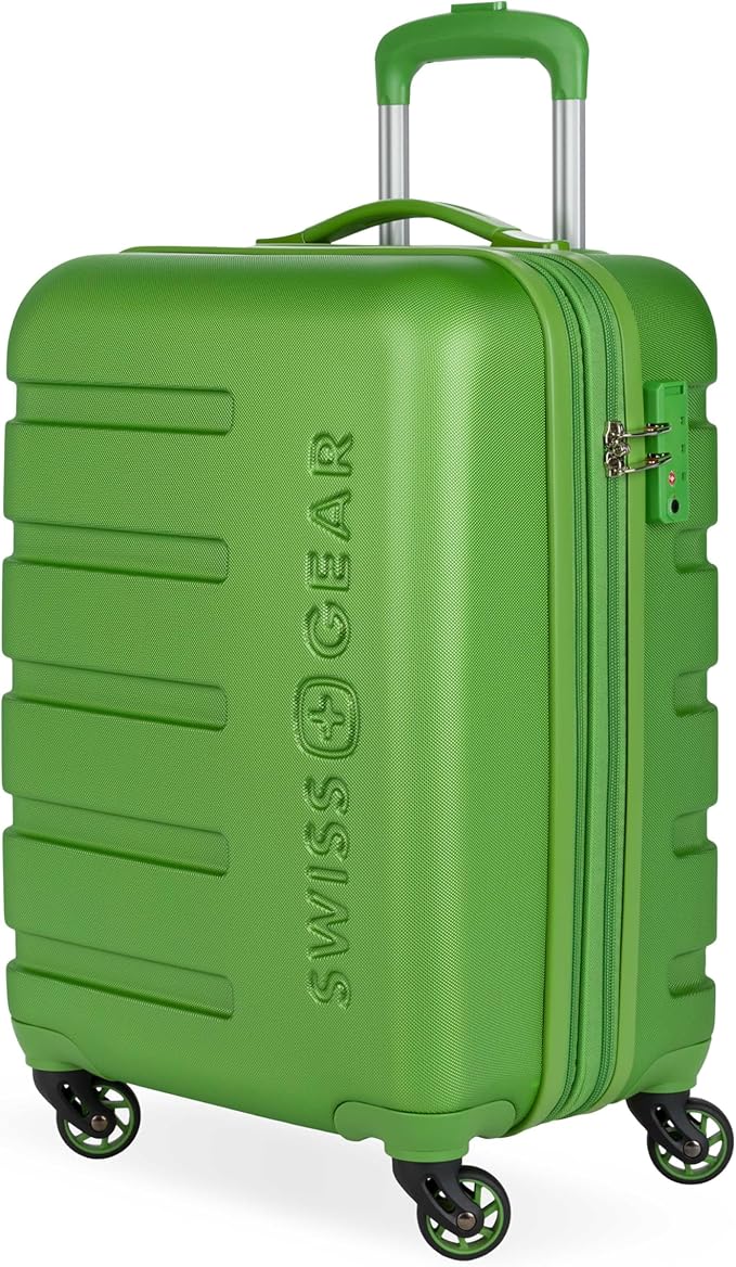 SwissGear 7366 Signature Hardside Expandable Luggage with Spinner Wheels, TSA Lock, Cup-Holder, Green, Carry-On 19-Inch