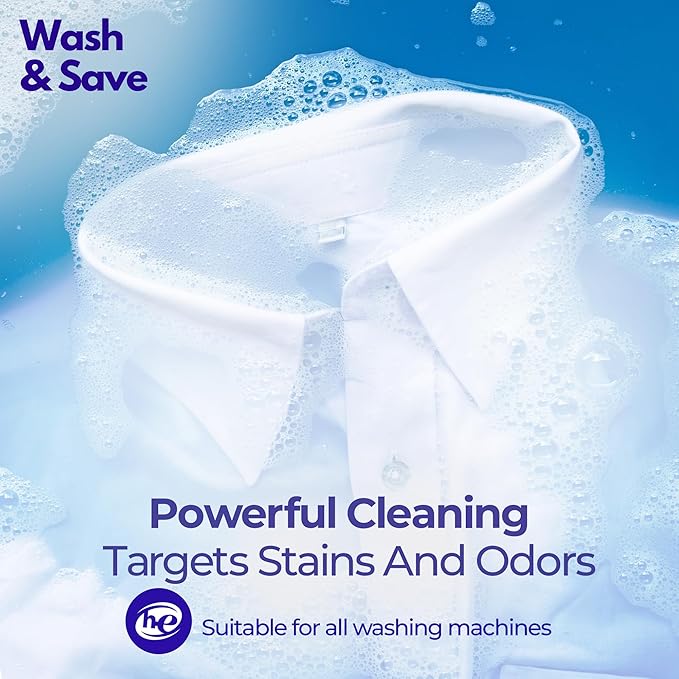 WASH & SAVE Laundry Detergent Sheets - 60 Loads / 30 Sheets | Plant-Based, Eco-Friendly, Hypoallergenic Liquidless Detergent | Perfect for Travel & Dorm - Lavender Meadow