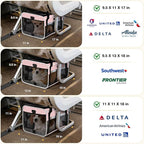 Lekereise Top-Expandable Pet Carrier 17x11x9.5 Inch Alaska Hawaiian Airline Approved Soft Sided Underseat to 12lbs Travel Carriers for Small Cats and Dogs with Locking Safety Zippers Anti-Scratch Mesh