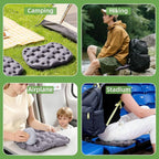 Inflatable Seat Cushion with Air Pump, Airplane Seat Cushion for Long Flights, Lightweight Stadium Seats Pad, Travel Portable Push-Press Air Seats Cushions for Hiking Office Car(Gray)