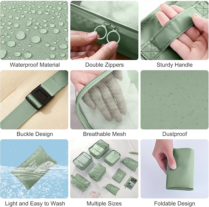 Packing Cubes for Travel-10 Set Luggage Organizer Bags for Family, Mesh Breathable Packing Cubes for Suitcases Durable Travel Essentials Bags Set