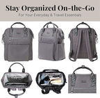 Baggallini Soho Backpack - Travel Laptop Backpack for Women - Lightweight Water-Resistant Luggage Bag, Smoke/Faux Python