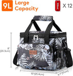 Lifewit Medium Lunch Bag, Insulated Lunch Box, Soft Cooler Cooling Tote for Adult Men Women, Flower 12-Can (9L)