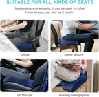 Benazcap X Large Memory Seat Cushion for Office Chair Sciatica & Back Pain Relief Memory Foam Firm Coccyx Pad for Car, Wheelchair, Gaming Chair and Desk Chair, Blue