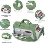Hanke Large Capacity Travel Duffel Bag, Carry On Luggage with 12 Pockets, 17 Inch Laptop Compartment, Wet Dry Separation & Independent Shoe Bag, Foldable Duffel Bag for Women Men（Forest Green）