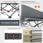 ABORON Camping Cot for Adult 28" Extra Wide, Heavy-Duty 1200D Oxford Cot for Sleeping, Portable Folding Camp Bed with Mat & Carry Bag
