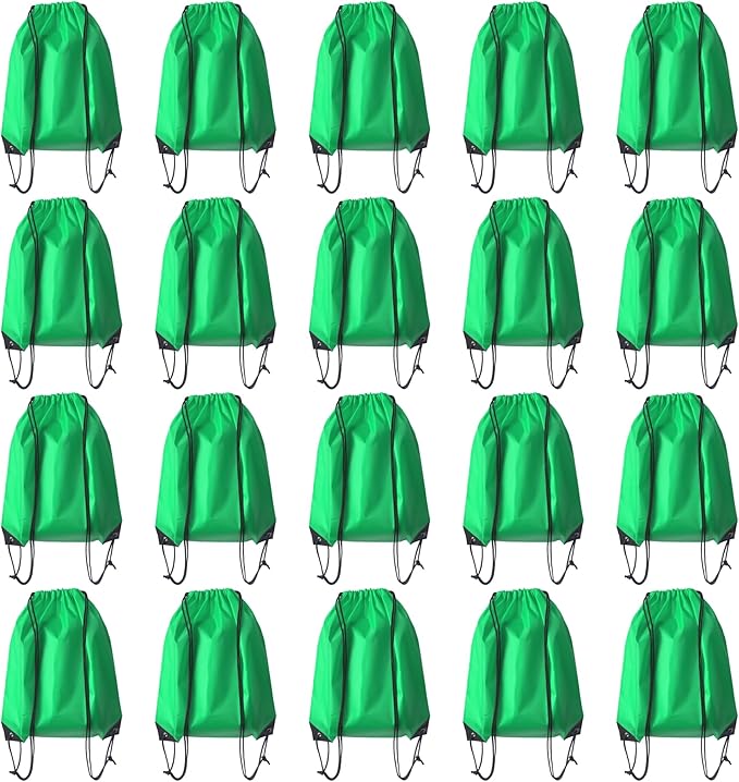 Drawstring Backpack Bulk 20 Pcs Draw String Backpack Bags DIY Gym Sports Traveling Yoga Cinch Bag Sackpack Drawstring (Green)