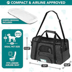 PetAmi Airline Approved Pet Carrier for Cats & Small Dogs, Soft Sided TSA Travel Carrier Bag with Sherpa Bed, Breathable Mesh Ventilation, Collapsible Bowl, Up to 18 lbs, Small Heather Dark Gray