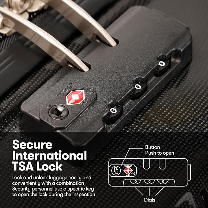 GinzaTravel 28 Inch Large Luggage Hardside Suitcase with Spinner Wheels TSA Approved Lock, Lightweight PP Hard Shell Luggage for Travel & Business, Black